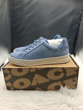 Coach Light Blue Suede Low-Top Sneakers